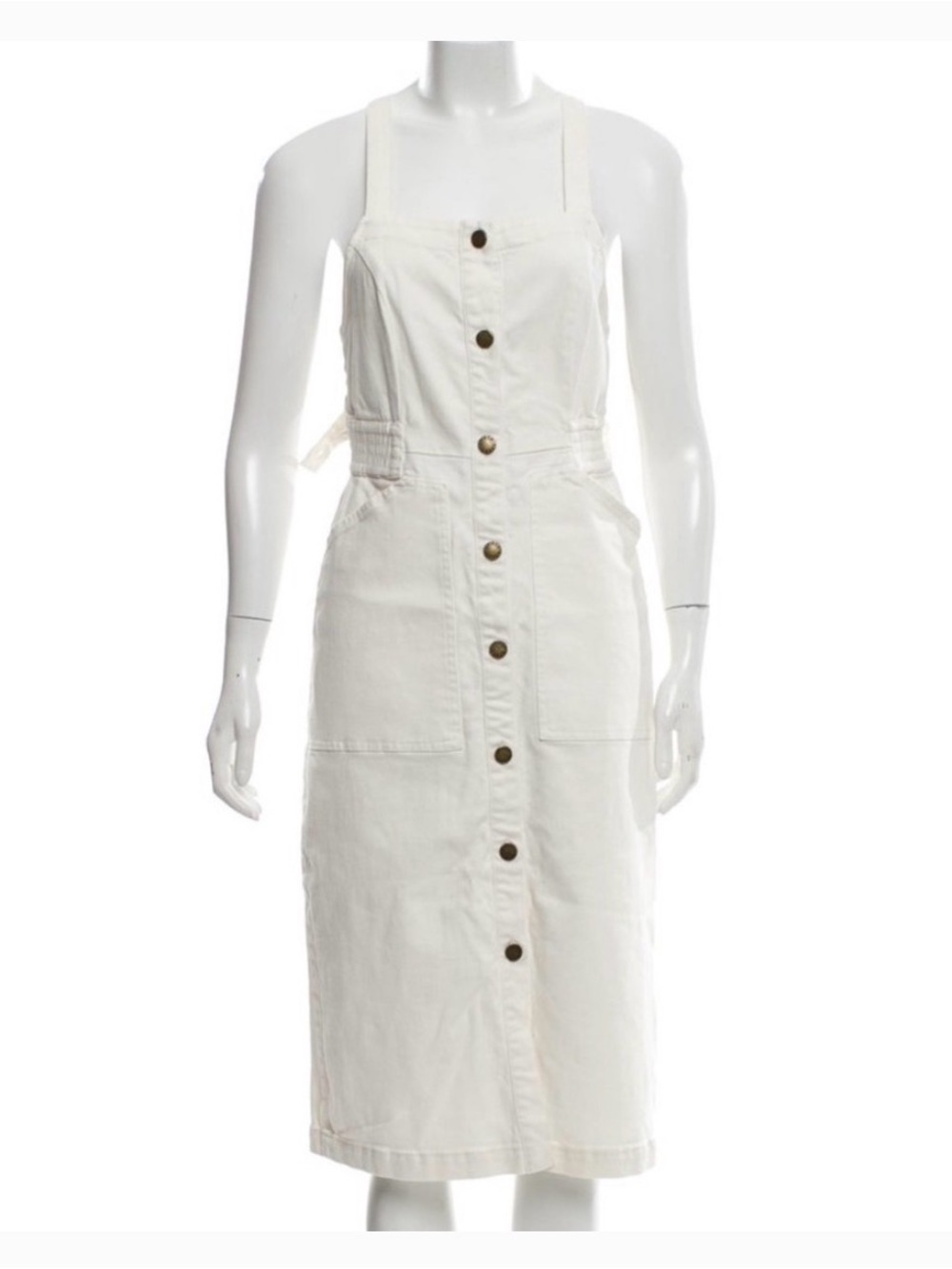 Apiece Apart White Denim Apron Overall Dress